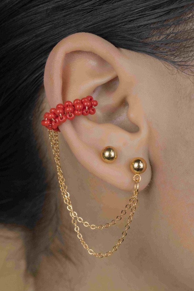 Earcuff Cadena con Topo de Acero